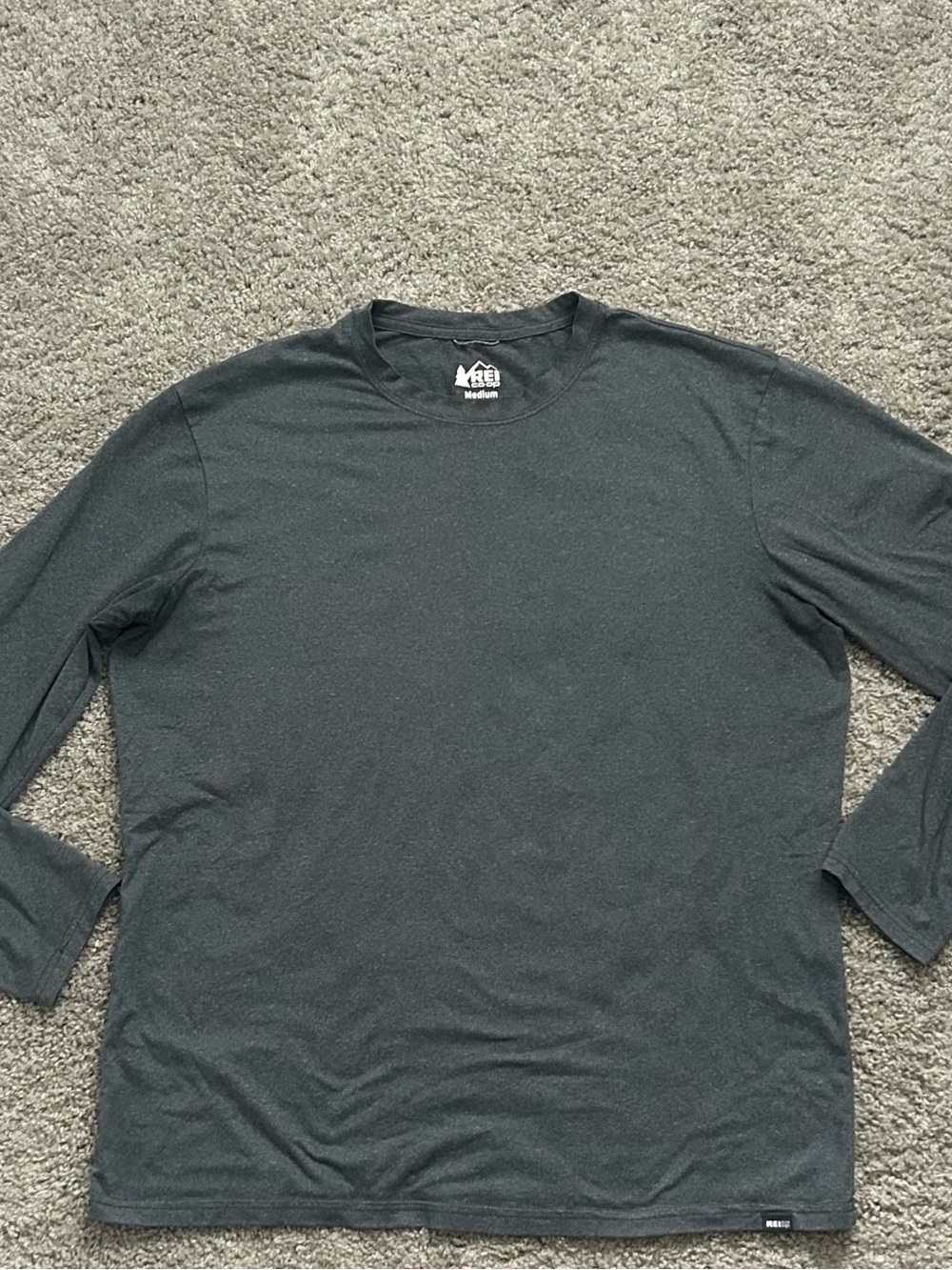 REI Men's Long Sleeve Crew Tee - Charcoal Gray